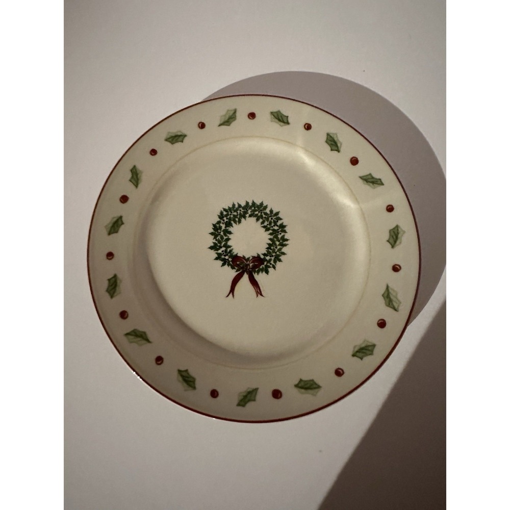Merry Brite Dessert Plate Set of 3 Wreath Design Salad Appetizers Christmas